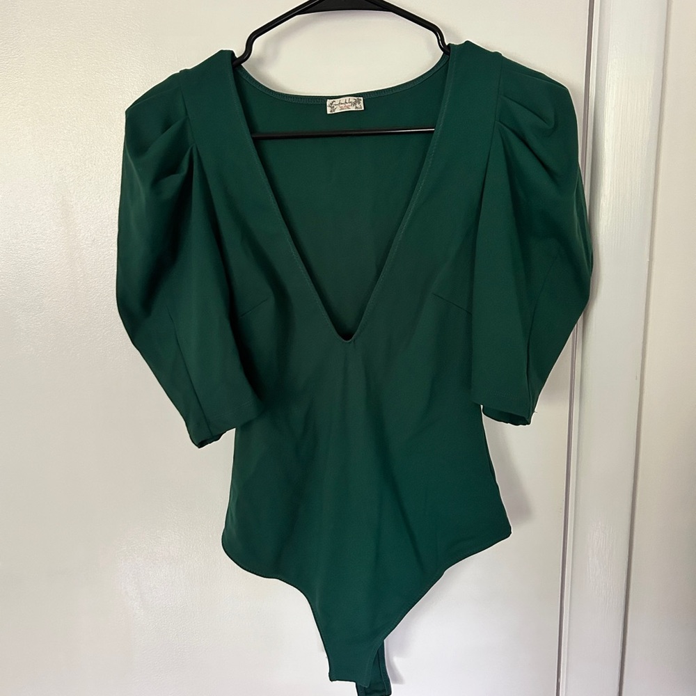 Green free people body suit